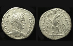 Syria, Seleucia, Caracalla, Tetradrachm, Eagle on Thunderbolt reverse